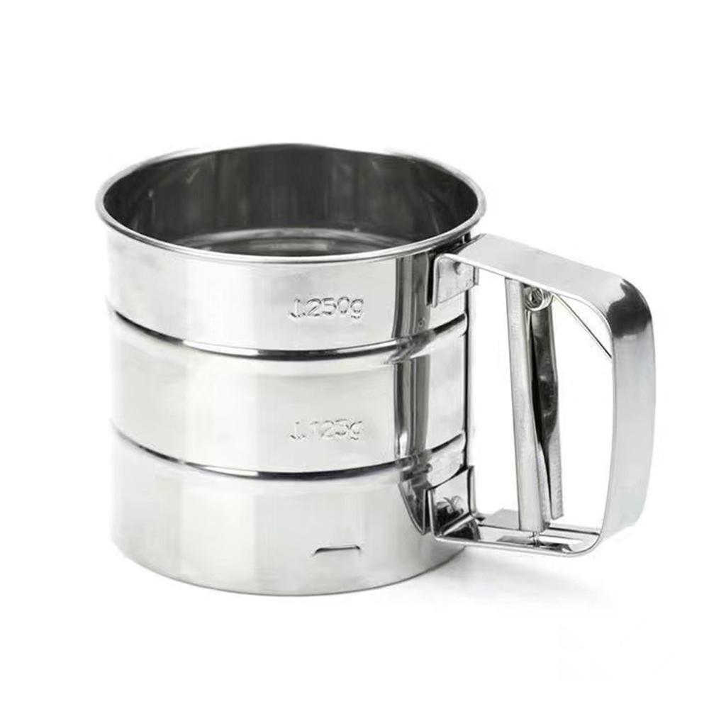 Stainless Steel Flours Sieve Cup With Handle Rust-Proof Powder Mesh Sifter For Kitchen Home