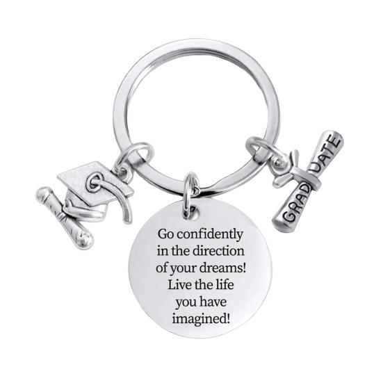

Подарки на выпускной для нее и него. Брелок из нержавеющей стали для выпускников 2025 года. Вдохновляющий подарок на выпускной для выпускников колледжей и средних школ. H
