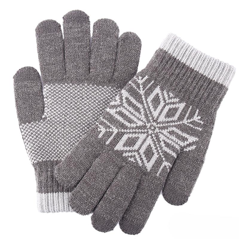 Dzianinowe rękawiczki dwuwarstwowe dla mężczyzn jesienno-zimowe ciepłe i odporne na zimno żakardowe rękawiczki do ekranów dotykowych z grubym aksamitem rękawiczki do ekranów dotykowych