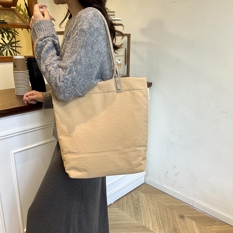 Fashion Solid Color Nylon Versatile Tote Bags Work Purse Stylish Simple Top-Handle Bags Large Elegant Casual Youth Shoulder Bag