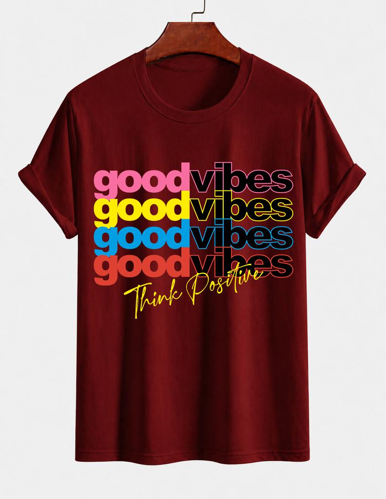Unisexs Pure Cotton Solid Color Tshirt Casual Crew Neck Short Sleeves Positive Energy Street Style Top