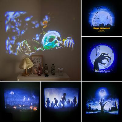 5-10pcs Halloween Projection Lamp Film Christmas Party Projector Decor Party Photo Props Halloween Party Background Night Light
