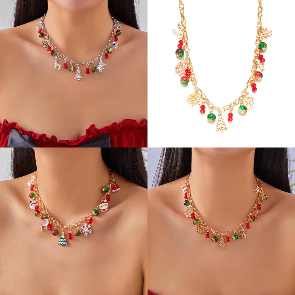 Weihnachts-Schneeflocken-Anhänger-Halskette mit Legierungskette für Damen und Herren