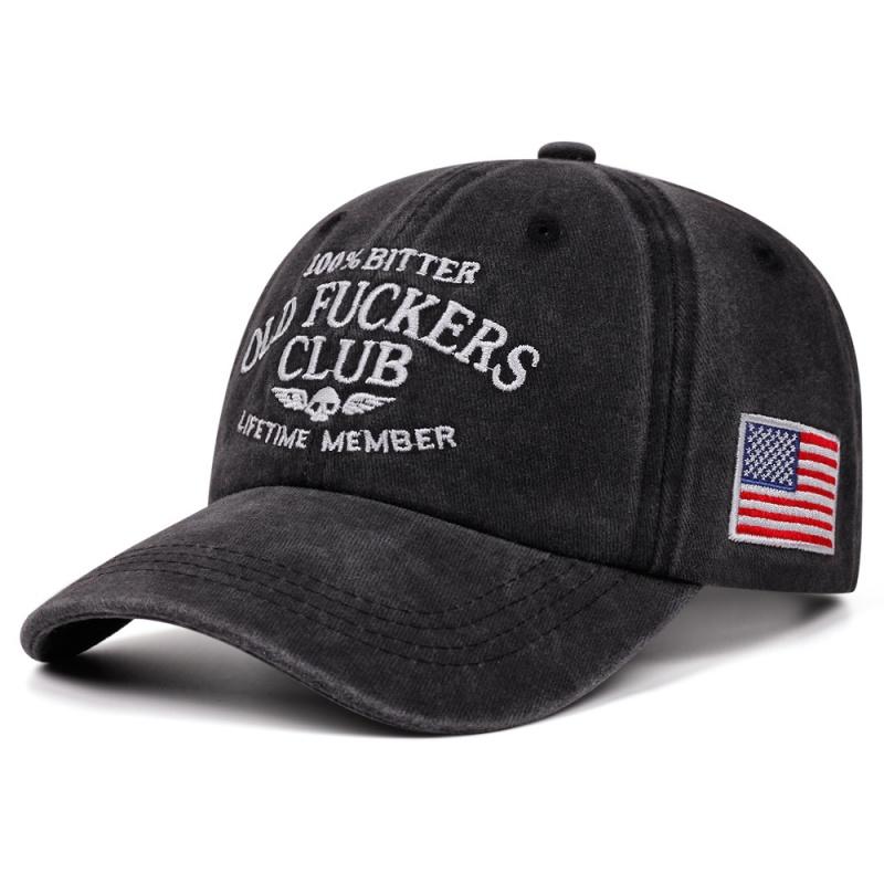 Freedom Outdoors Old Fuckers Club-Vintage Baseballpet, 100% Bitter Levenslang Lid, Borduurwerk Verweerd Zacht Katoen dad Hat Buiten Sportpet 54-61CM zwart