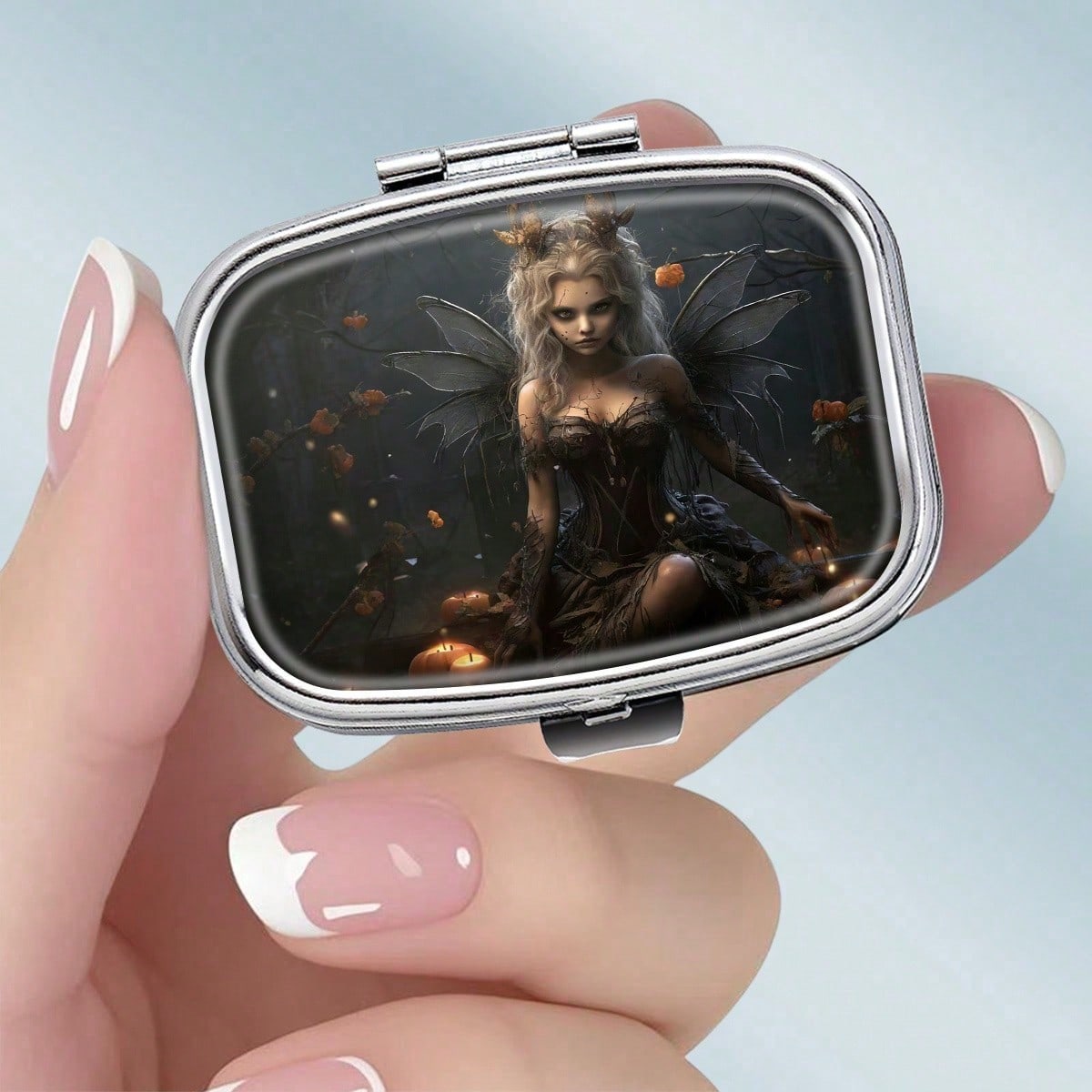 

Portable Pill Box with 2 Compartments, Mini Metal Medicine Organizer Case, Cute Printed Pill Container for Vitamins, Pills, Jewelry, Travel, Daily Use різнокольоровий
