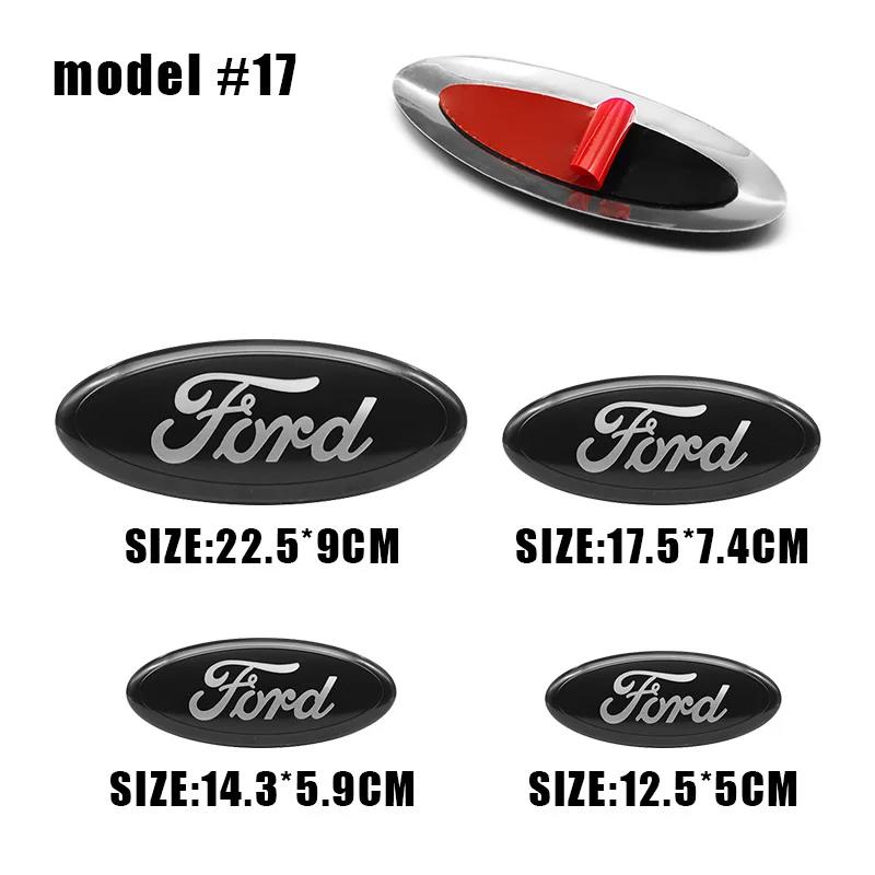 SWNR6 1pcs Car Front Head Hood Bonnet Logo Rear Trunk Badge Sticker For Ford Mondeo Focus Fusion MK2 MK4 F150 F250 Emblem Styling