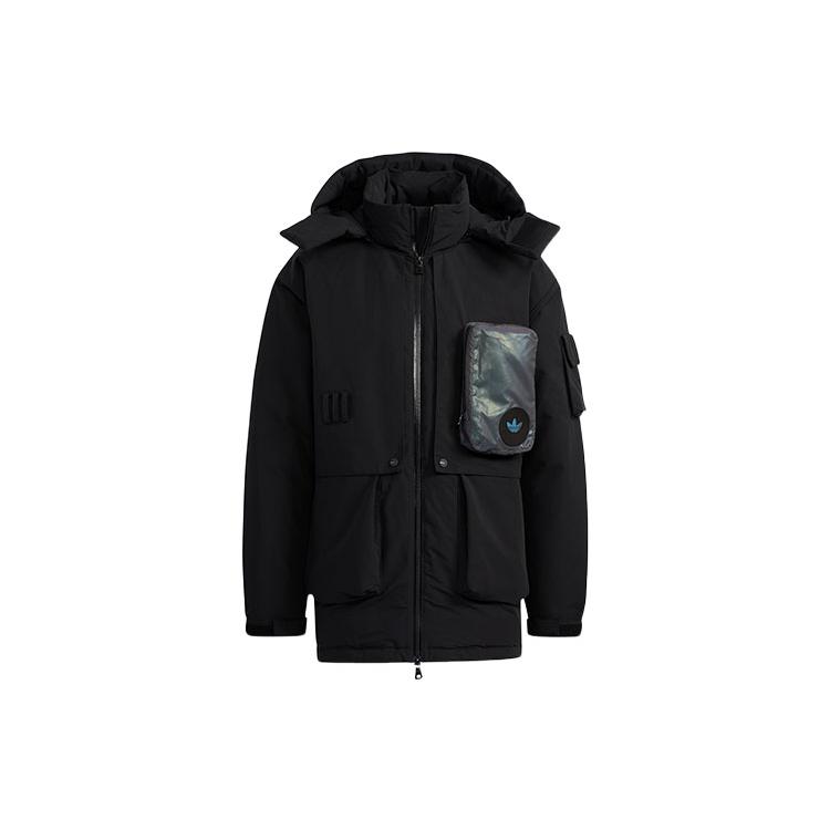 Мужская пуховая парка Adidas Originals, черная, с капюшоном, средняя, H58058 S