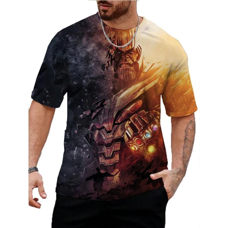 Men's 2026 Thanos Pattern Printed T-shirt Printed Round Neck Short Sleeve Fashionable and Comfortable Men's Summer Clothing