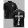 European Sizes Men'S Faded Tee with Short Sleeves, Featuring a Thorn Cross Design, Stylish Perfect for Everyday Use Vintage T-Shirt for Men