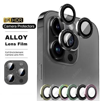 1 stuks Bling Diamant Camera Lensbeschermer Voor iPhone 11 12 13 14 15 16 Pro Max Diamanten Metalen Ring Camera Lens Gehard Glas Beschermer