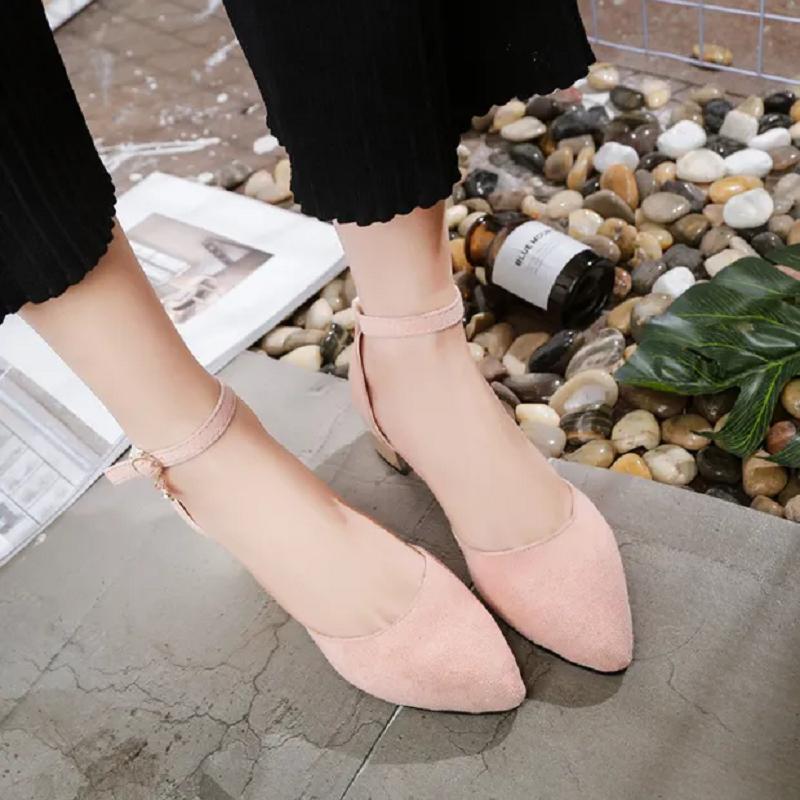  Sapatos Femininas Women Cute Light Weight Pink Comfort Spring & Summer Office Square Heel Shoes Lady Green Pumps Ab323
