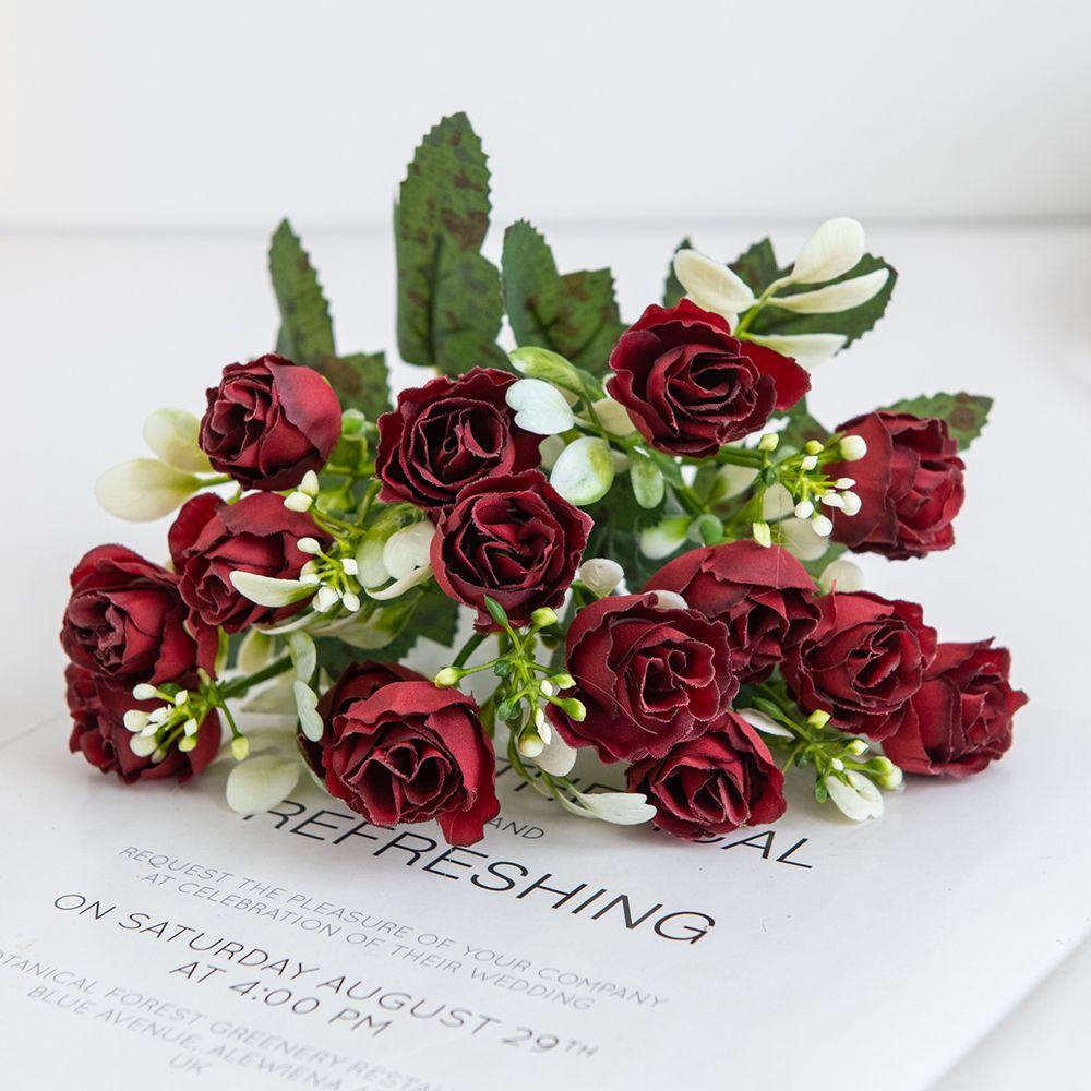 

Artificial Flower Red Silk Roses Bridal bouquet Home Room Valentine s Decor Outdoor Garden Yard Wedding diy Gift Box Arch Wreath 1 pc красный