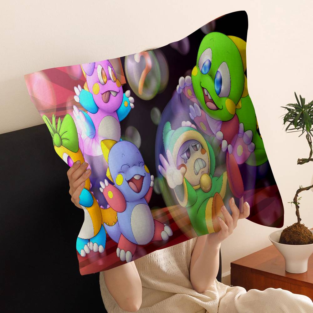 Cartoon Bubble Bobble Game Cushion Cover Pillow Cover Decor Pillowcase Printed Cushion Case for Couch