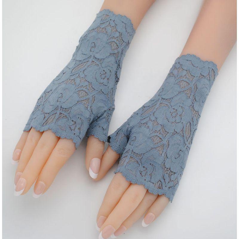 New Arrival Lace Half Finger Gloves Women's Thin Summer Silk Ice Short Sun Protection Driving Non Slip Elastic Fingerless Gloves Bridal Gloves