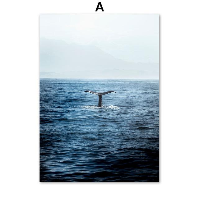 

Океанские пейзажи, постеры и принты, Дельфин, Китовый хвост, цитата, настенная живопись на холсте, скандинавские настенные панно для декора гостиной 21*30cm