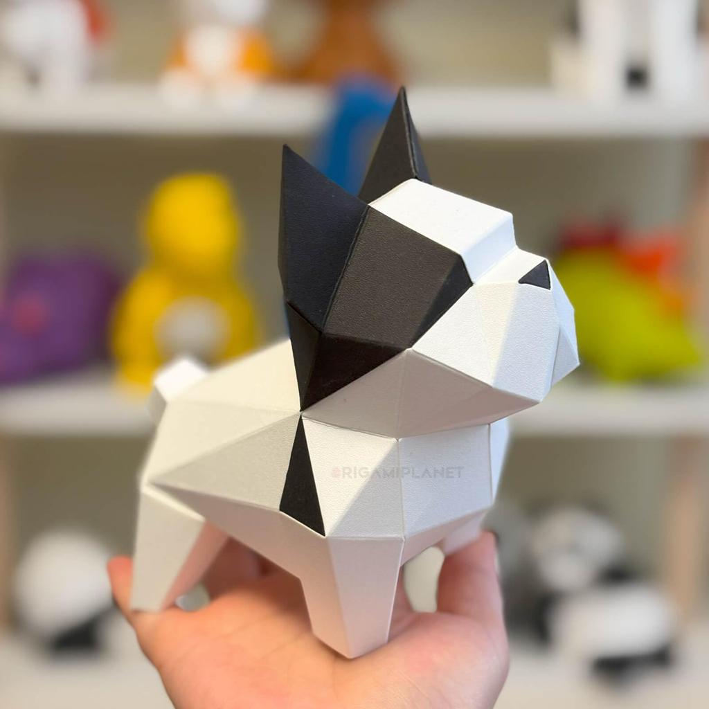 ORIGAMIPLANET Bulldog 3D Origami Bastelset für Erwachsene Einfache DIY Hunde Papier Skulptur 3D Niedliches Tier Handgemacht Heimdeko Kunst Heimdekoration Papierbasteln