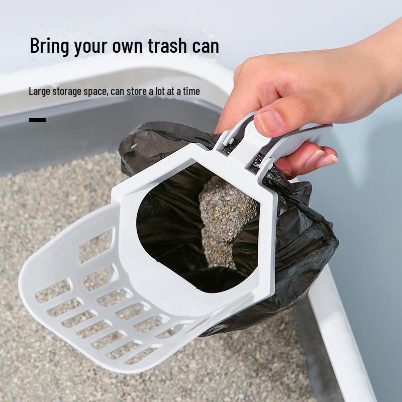 Integrated Cat Litter Scoop with Bag Storage - Pet Cleaning Tool