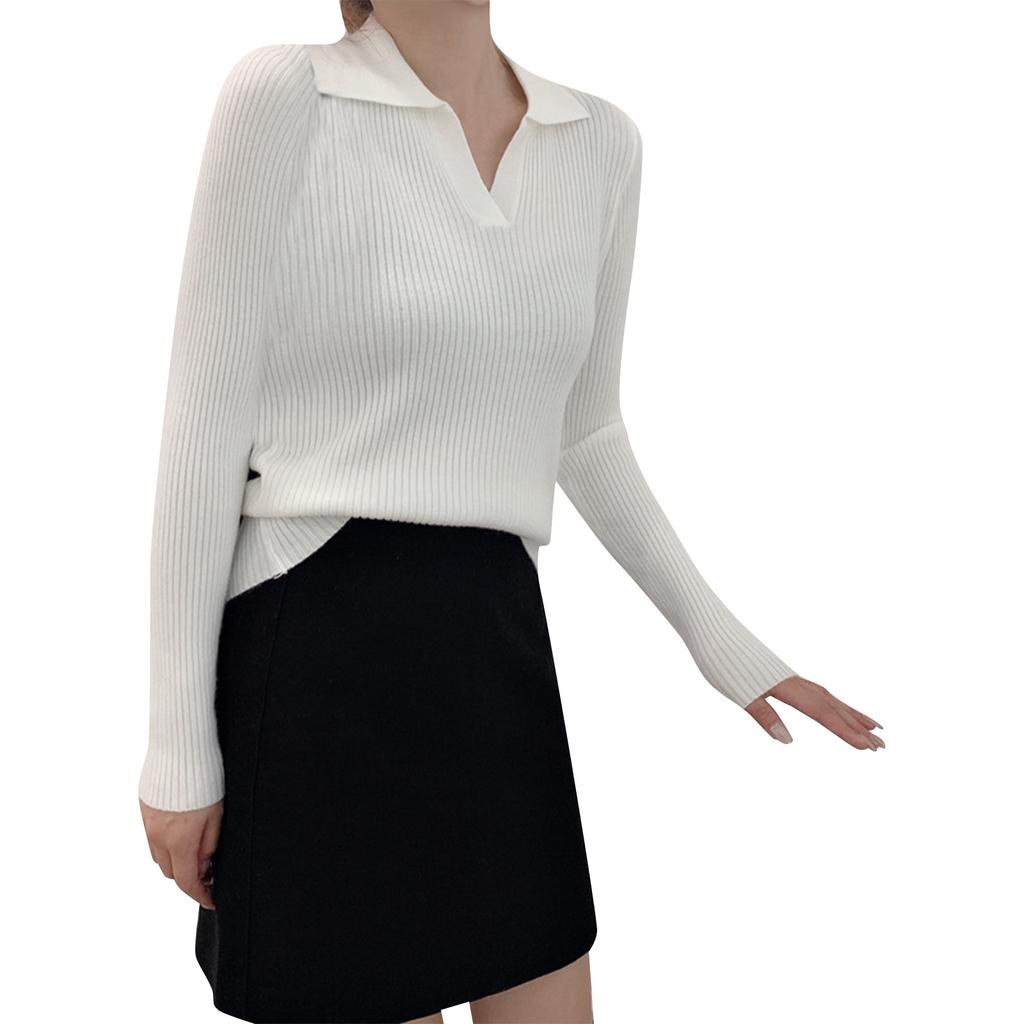 Women's Turtleneck Long Sleeve  Collar Sweaters Solid Color Pullover Tops