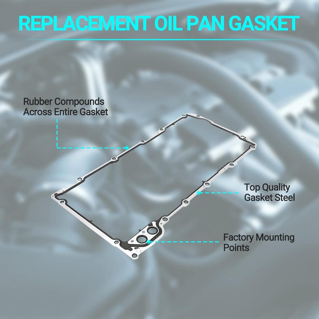Oil Pan Gasket Set - Compatible With 4.8L 5.3L 6.0L 6.2L Chevy Silverado, Suburban, Tahoe, Trailblazer, GMC Sierra, Yukon, Cadillac Escalade -