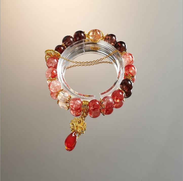 Bohemian Sweet  Beaded Bracelet for Women Girls Pink Color Imitation Jade Crystal Hand Jewelry Birthday Party Gifts