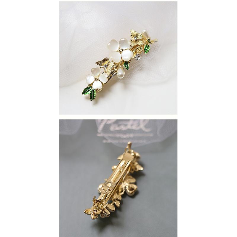 Elegant Floral Hair Barrette, French Clip Spring Hair Claw,  Accents, Bridal Hair Accessory For Half-Up Hairstyles