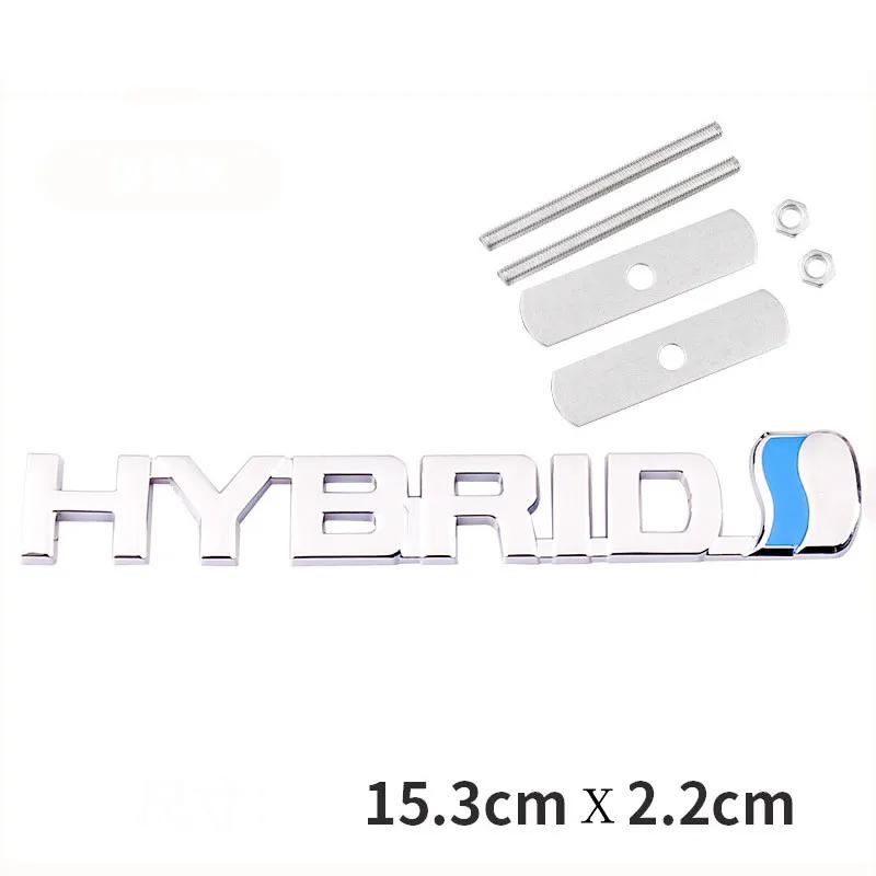 3D Metal HYBRID Logo Rear Trunk Emblem Badge Side Fender Sticker Decals For Toyota Prius Rav4 Camry Prius Crown Auris TRD