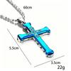 Men's Multi-layer Three-color Diamond Inlaid Cross Necklace