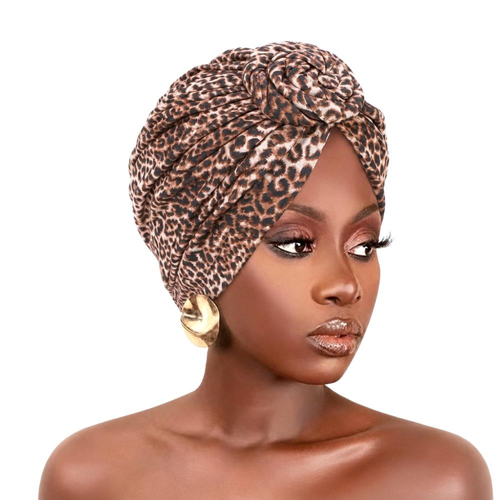 Knotted Style Twist Knot Turban Hat Pleated Floral Head Wrap Islamic Headband Women Headwear