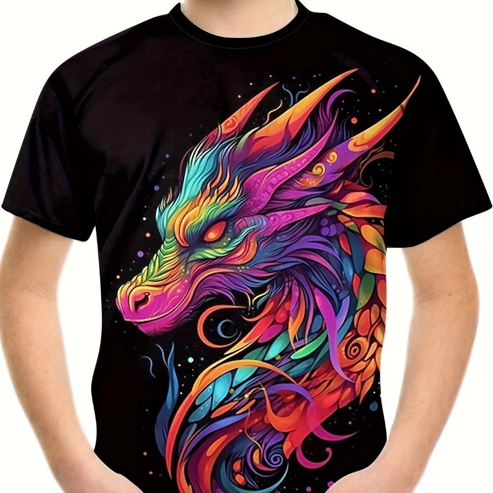 Children's Clothing T-Shirts for Boys Short Sleeve Child T-Shirt Stylish 3D Dragon Graphi Print Casual Girls Summer Clothes Tops