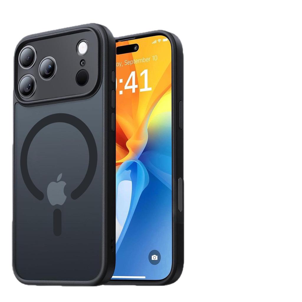 Compatible with Apple 17Pro Max Magnetic Skin-Feel Frosted Protective Phone Case with Drop-Proof and AI Button Features.