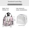 Eiffel Tower Couple Pink Floral Lunch Bag Adult Tote Bag Reusable Lunch Box Container For Women Men School Office Work