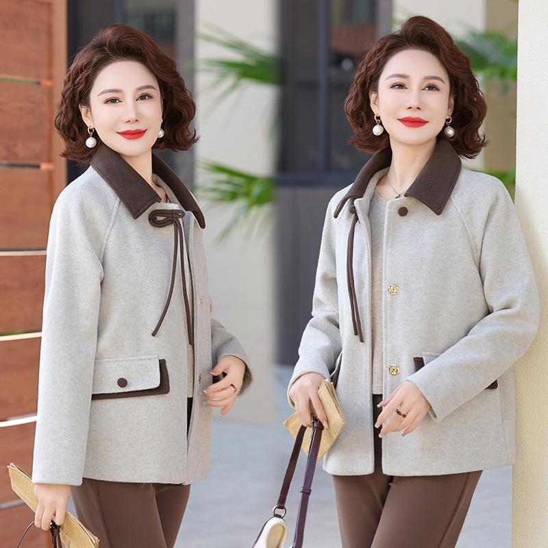 Middle-aged Women's Jackets Spring and Autumn Coats Chinese Style Lapel Ladies Tops