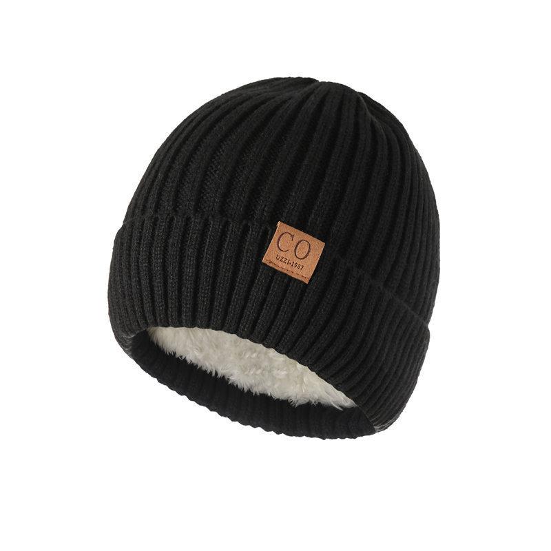 Cold Hat Letter Mark Men Korean Style Knitted Wool Hat Women Autumn and Winter Plus Velvet Thickened Ear Protection Head Hat