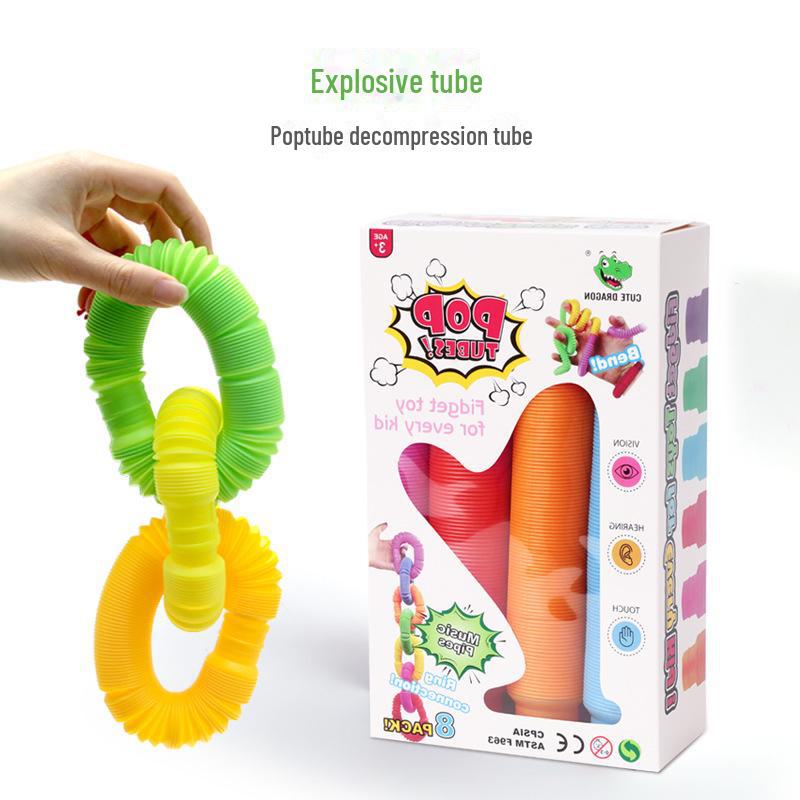 

Telescopic Elastic Poptube: Sensory Decompression Toy with Sturdy Shrink Bellows.
