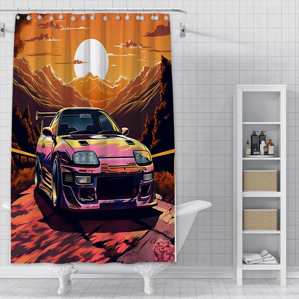 Shower Luxury Sports Car Logo Curtain Waterproof Polyester Fabric Paint Colorful Bath Curtains Home Bathroom Decor With Hook