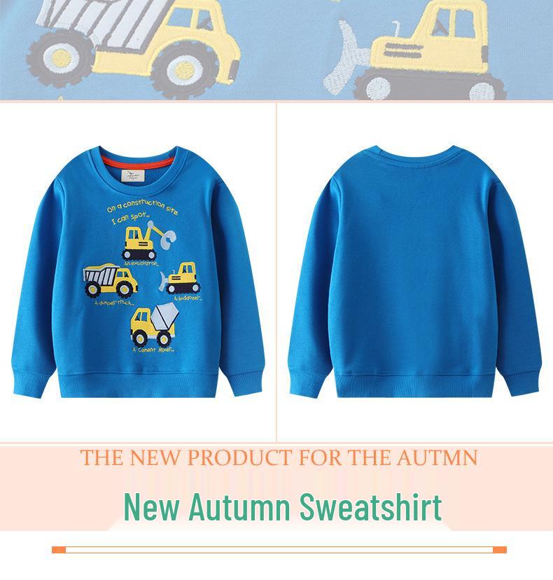 Kinder Cartoon Auto Bestickter Pullover Hoodie für Jungen & Mädchen - Frühling/Herbst 2026 Kollektion
