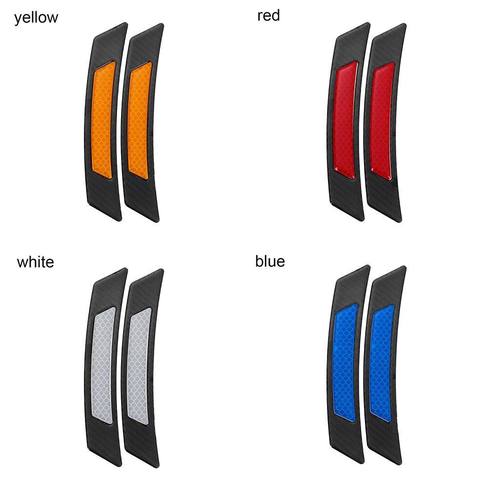 2Pcs Hot Warning Protection Strip Carbon Fiber Edge Guard Wheel Eyebrow Car Reflective Sticker