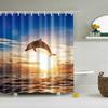 Blue Sky Beach Shower Curtain Modern Scenery Print Bathroom 3D Blackout Curtain Large 180x200cm for Bathroom
