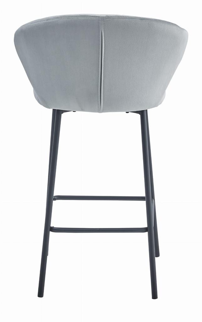 Gatta Stool - Silver-Gray Velvet / Black Legs X 2