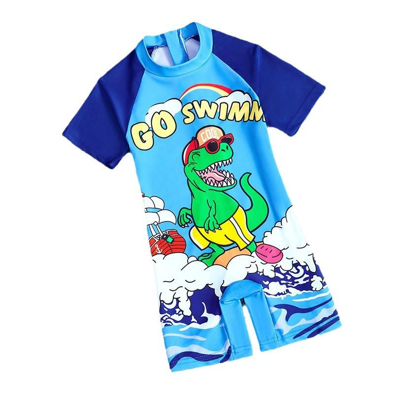 2025 Summer Kids' Cartoon One-Piece Swimsuit for Girls and Boys - Short-Sleeved