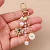 Fashion Pearl Bowknot Keychain Women Girls Love Heart Key Ring Pendants for Handbag Decor DIY Handmade Jewelry Gifts