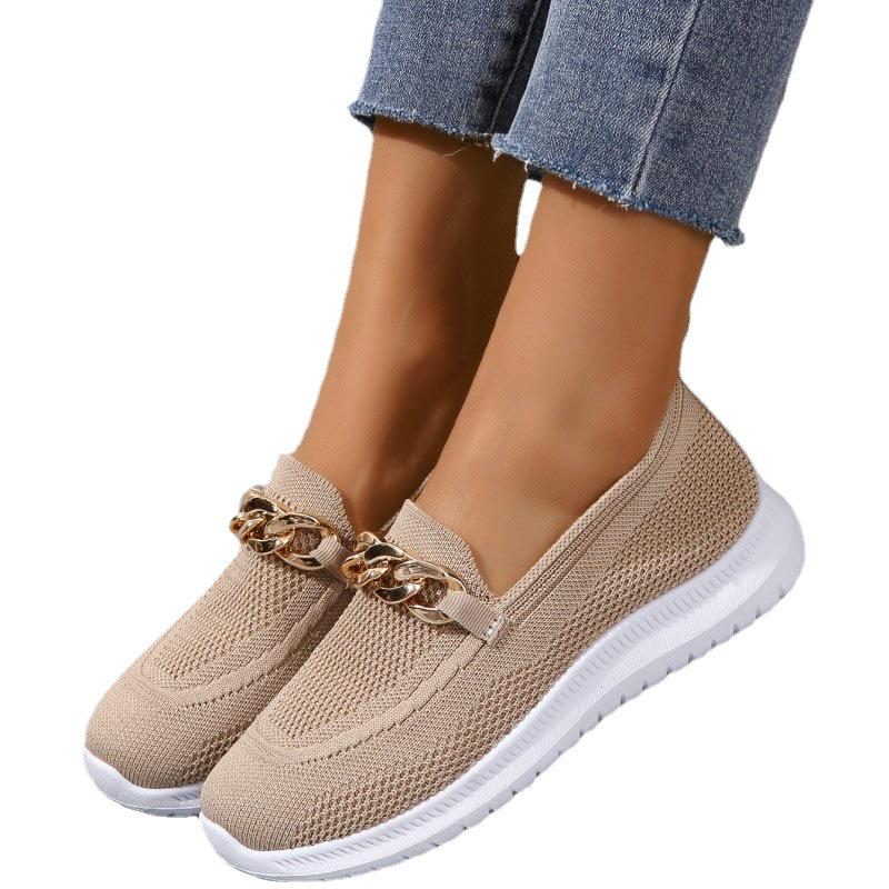 Women's Thick-Soled Knit Loafers - Breathable, Soft, Slip-On Sneakers