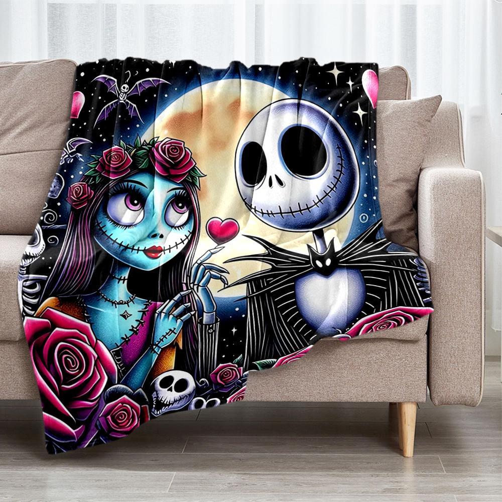 The Nightmare Before Christmas Theme Printed Blanket - Perfect for Couch, Bed, Travel & Outdoor Use | Machine Washable, Cozy & Durable.