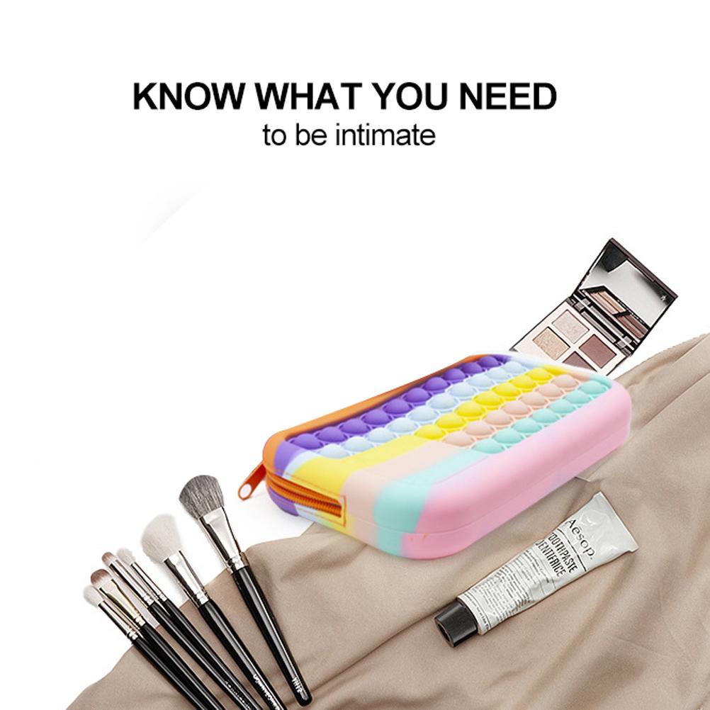 Push Bubble Pencil Pen Case Sensory Silicone Toy Stationery Storage Bag Decompression Toy for Kids Students Gifts