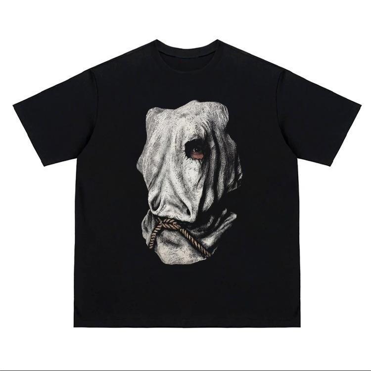 

2025 Autumn Heavyweight New Horror Monster Printed T-shirt for Men Women High-quality Pure Cotton Round Neck Breathable T-shirt S