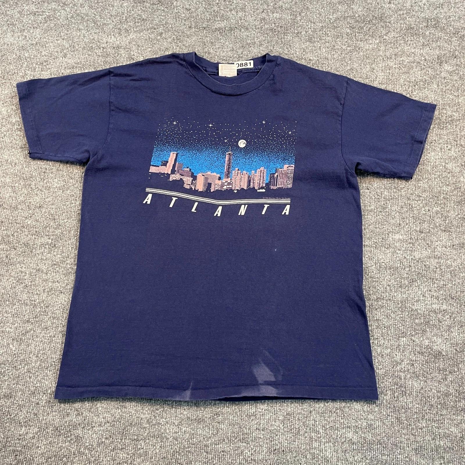 Vintage 1986 Atlanta Georgia Skyline Shirt Large 22x26 Blue 2XL