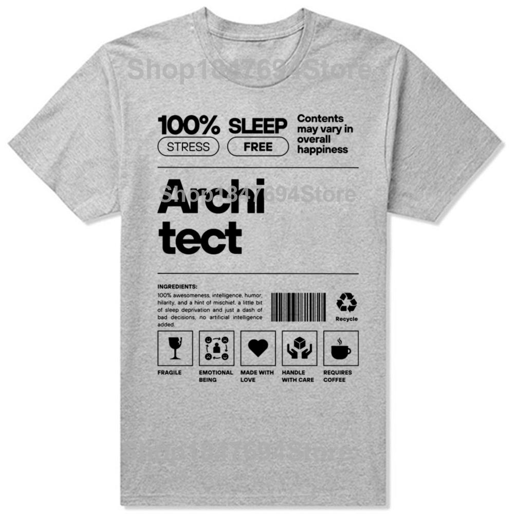 Rolig Arkitekt Arkitektur Grafik 100% Bomull T-shirts Herr Dam Mode Casual T-shirt Lös Oversized Streetwear T-shirt