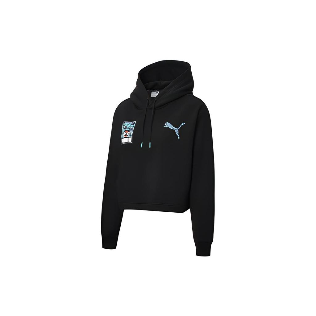 Puma Claw Pack Logo Print Casual Sports Hoodie Women Tops Black 596635-01