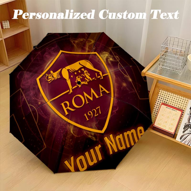8 Rib Auto Folding Umbrella AS Roma Print Custom Name Text Portable Rain Gear
