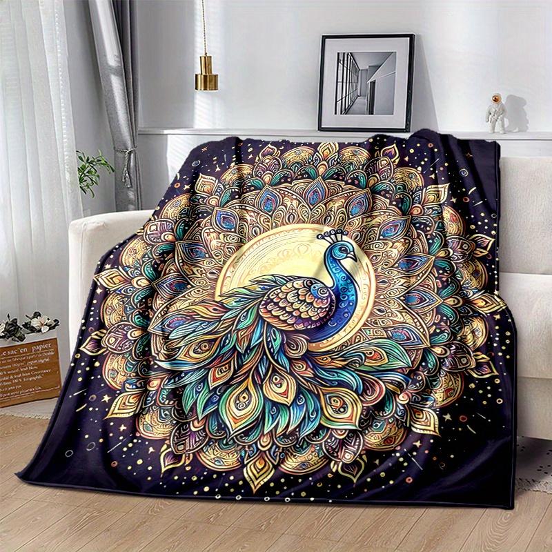 1pc Beautiful Peacock Blanket Cute Movie Characters,Living Room, Travel, Camping, Car Blankets